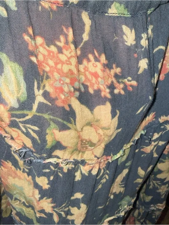 Denim & Supply Ralph Lauren Black Floral Print Maxi Skirt Semi Sheer Size XL - Picture 3 of 4